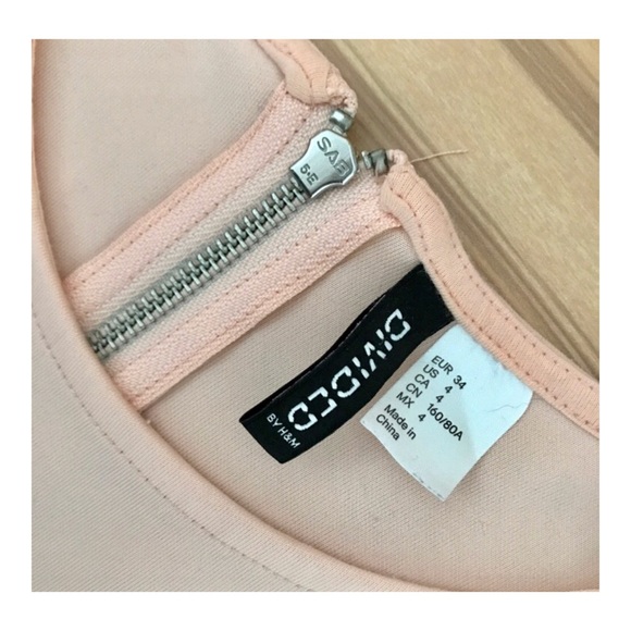 H&M DIVIDED Baby Pink Mini Skater Dress- Size 4 - Picture 2 of 7